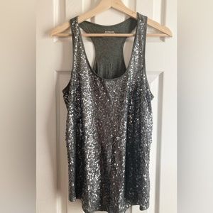Express gray sequin racerback tank size M
